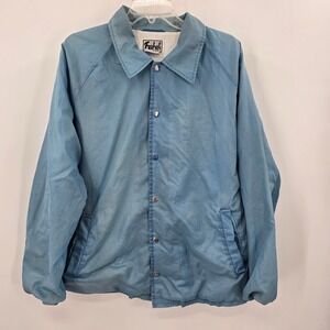 Vintage Farah Fifth Avenue Blue Coaches Jacket Nylon Windbreaker Large RN 71953